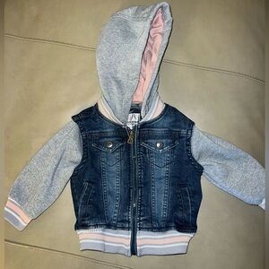 Urban Republic Adorable Pink Striped Fall Jean Jacket 18 mos